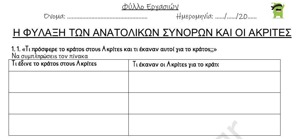 Προεπισκόπηση φύλλου εργασίας